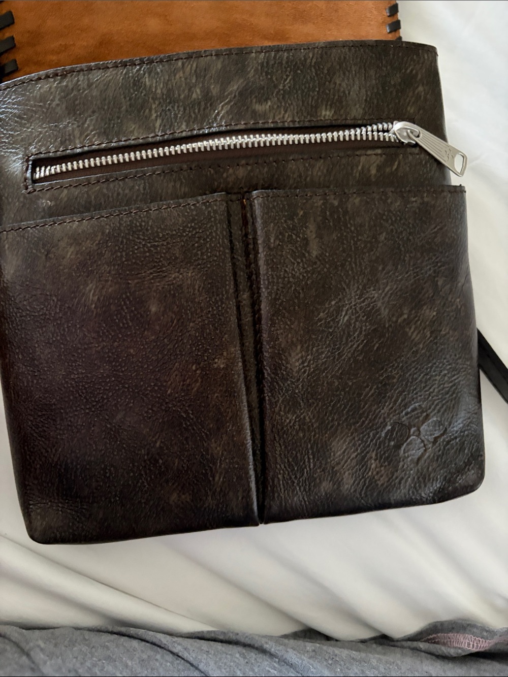 Patricia Nash Brown Leather Crossbody with Turquoise Detailing - Picture 5 of 8